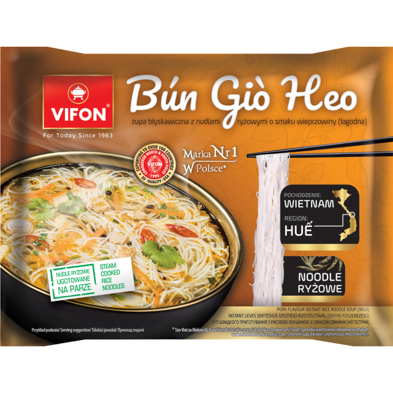 VIFON - Zupa błyskawiczna BUN GIO HEO z nudlami ryżowymi o smaku wieprzowiny łagodna 65g
